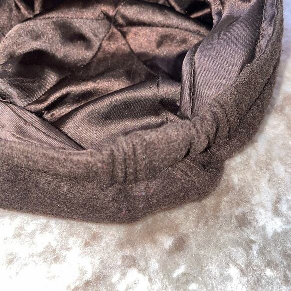 Women's hat chocolate brown wool news boy hat conductor golf Paris winter NYC - Picture 9 of 10